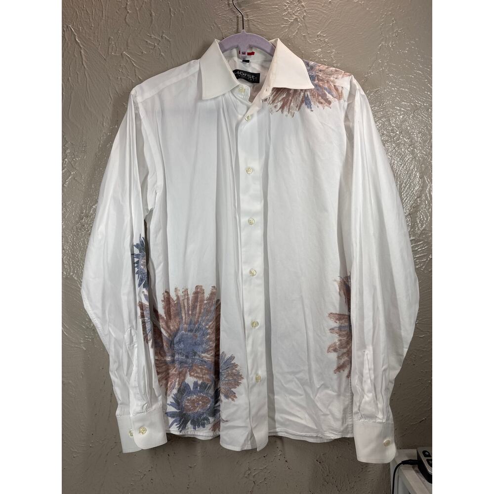 Horst Dusseldorf Germany Artwork Long Sleeve Shirt Flower Floral Mens Size Large